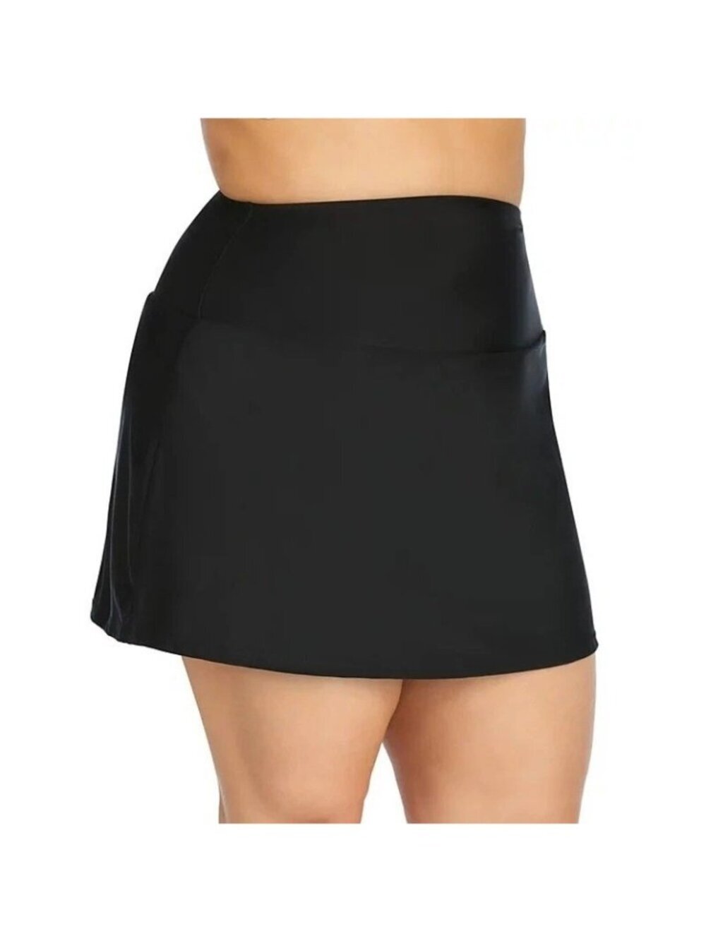 Island Escape Women's 20W Plus Black Swim Skirt Nylon/Spandex K1229